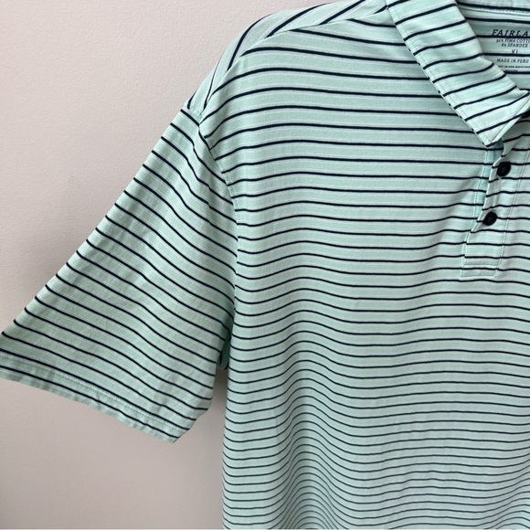 Fairlane Pima Cotton Polo Shirt Golf UV SPF 30 Moisture Wicking Green Blue Sz XL - Picture 2 of 6